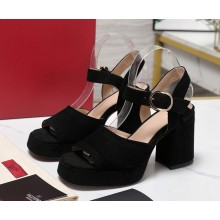 VALENTINO GARAVANI heel 9cm platform sandals suede black 2025
