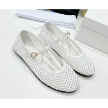 The Row flat calfskin and mesh mary janes white 2025
