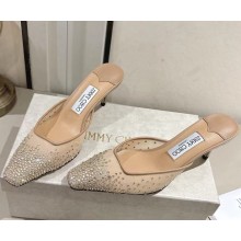 Jimmy Choo Vivi 65 beige Crystal Mesh Mules beige 2025
