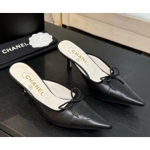 Chanel Mules lambskin Pointed with bow black 2025  