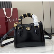 Gucci Diana small tote bag 832936 Black shiny, polished leather 2025