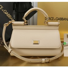 Dolce & Gabbana Small Sicily handbag in Dauphine calfskin ivory 2025