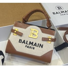 Balmain B-Buzz 22 in canvas and leather brown / beige 2025