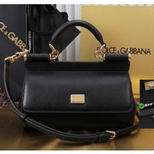 Dolce & Gabbana Small Sicily handbag in Dauphine calfskin black 2025