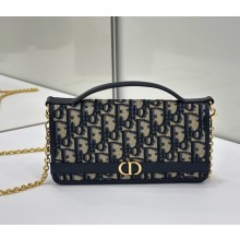 Dior 30 Montaigne Cigale Pouch with Chain Blue Dior Oblique Jacquard 2025