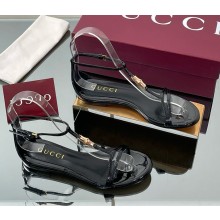 Gucci Women's thong sandal with Bamboo 835737 Black leather 2025