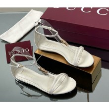 Gucci Women's thong sandal with Bamboo 835737 white leather 2025
