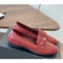 Chanel Mocassins calfskin burgundy 2025