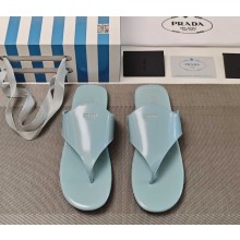 Prada flat Flip flops leather slide light blue 2025
