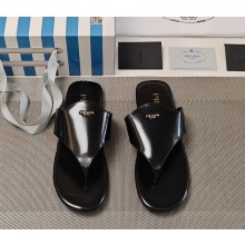 Prada flat Flip flops leather slide black 2025