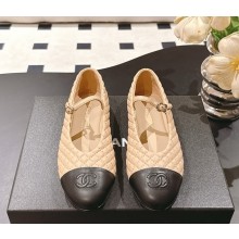 Chanel mary janes calf leather beige / black 2025