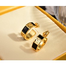 Fendi Forever earrings Gold-coloured and black metal earrings black 04 2025