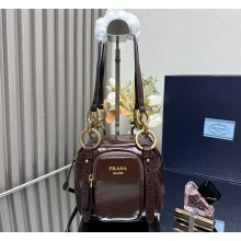 Prada Dangle leather top-handle mini-bag 1BB137 Dark Brown 2025