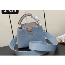 Louis Vuitton Taurillon leather Capucines Mini Bag M22876 Olympe Blue 2023