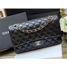 Chanel Original Quality Medium Classic Flap Bag 1112 in Sheepskin Black with Silver Hardware