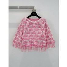 Chanel Cotton & Mixed Fibers Pink & Ecru Pullover P77005 2024SS