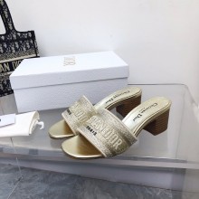 dior Gold-Tone Cotton Embroidered with Metallic Thread and Strass dway heeled slides 2022
