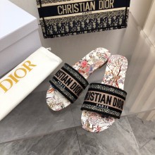 dior White Multicolor Embroidered Cotton with Dior Jardin d'Hiver Motif dway slides 2022