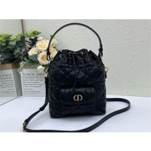 Dior small Caro Bucket Bag in Black Macrocannage Calfskin 2025