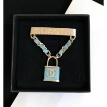 Chanel Lock Brooch Blue 2018