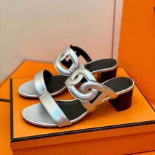 hermes heel 4cm calfskin Bikini sandal silver