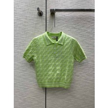 FENDI EMBOSSED KNIT POLO GREEN 2023