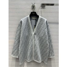 FENDI FF WOOL CARDIGAN GRAY 2023