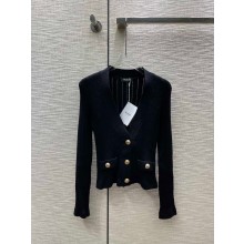 BALMAIN BLACK CARDIGAN 2023