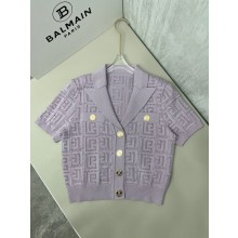 BALMAIN CROPPED CARDIGAN purple 2023