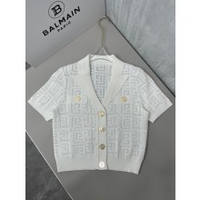 BALMAIN CROPPED CARDIGAN white 2023