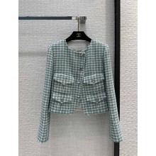 CHANEL green tweed jacket with pockets 2023