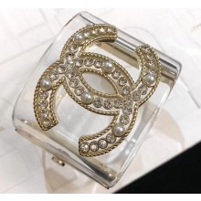 Chanel Resin Glass Pearls Strass Metal Cuff Bracelet AB0633 2019