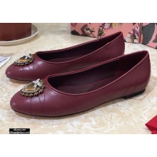 Dolce & Gabbana Leather Devotion Flats Slippers Burgundy 2021