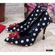 Dolce & Gabbana Heel 10.5cm Leather Dot Print Sicily Pumps Black 2021