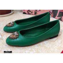 Dolce & Gabbana Leather Devotion Flats Slippers Green 2021
