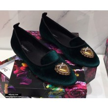 Dolce & Gabbana Velvet Devotion Loafers Slippers Dark Green 2021