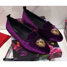 Dolce & Gabbana Velvet Devotion Loafers Slippers Purple 2021