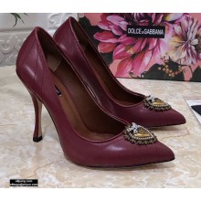 Dolce & Gabbana Heel 10.5cm Quilted Leather Devotion Pumps Burgundy 2021