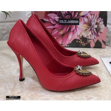 Dolce & Gabbana Heel 10.5cm Quilted Leather Devotion Pumps Red 2021