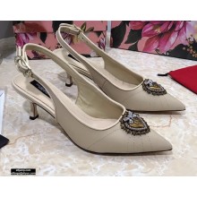 Dolce & Gabbana Heel 6.5cm Quilted Leather Devotion Slingbacks Beige 2021