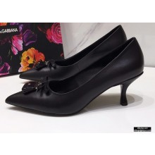 Dolce & Gabbana Thin Heel 6.5cm Leather Sicily Pumps Black 2021