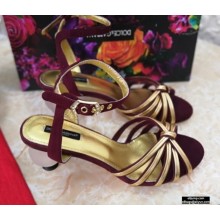 Dolce & Gabbana Spherical Acrylic Heel 6.5cm Suede Sandals Burgundy 2021