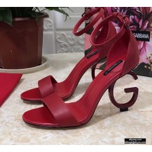 Dolce & Gabbana Heel 10.5cm Leather Sandals Red with D&G Heel 2021