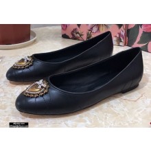 Dolce & Gabbana Leather Devotion Flats Slippers Black 2021