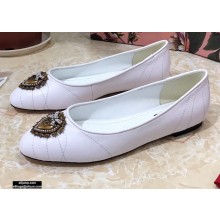 Dolce & Gabbana Leather Devotion Flats Slippers White 2021