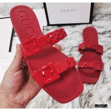 Gucci Rubber Chain Slide Sandals 624731 Red