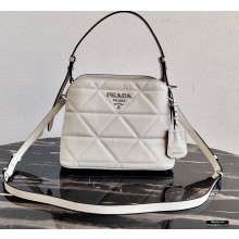 Prada Spectrum Small Leather Top Handle Bag 1BA311 White 2021