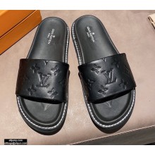 Louis Vuitton Monogram-embossed Slides Mules Black 2021