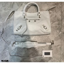 Balenciaga Classic City Small Bag Crocodile Embossed Calfskin White/Silver