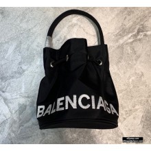 Balenciaga Wheel XXS Drawstring Bucket Bag Nylon Black